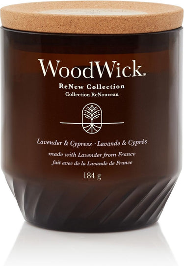Woodwick renew medium geurkaars - lavender cypress - 55 branduren