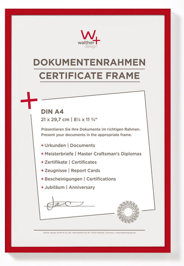 Walther new lifestyle - kunststof lijst - fotoformaat 21x29,7 cm (din a4) - rood