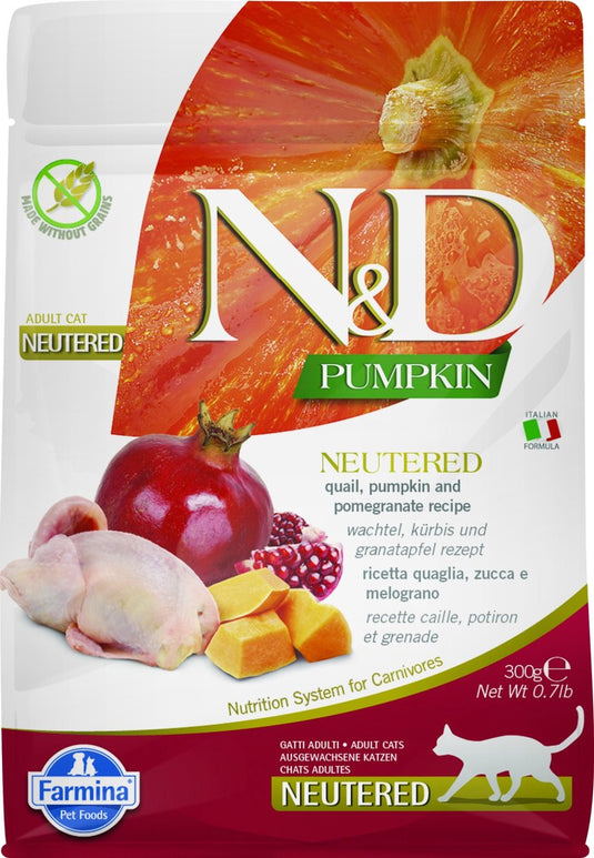 N d pumpkin voeding voor de gecastreerde kat kwartel 300 gr.