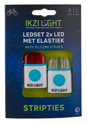 IKZI-Light LED set front + back elastic with "Stripties" white