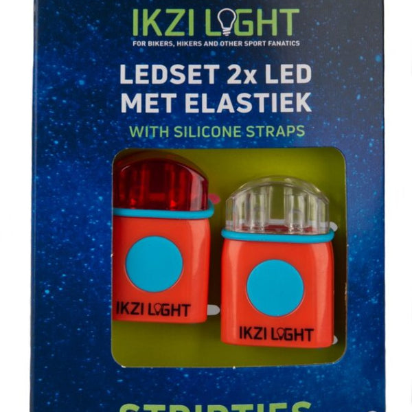 IKZI-Light LED set front + rear elastic with "Stripties" red