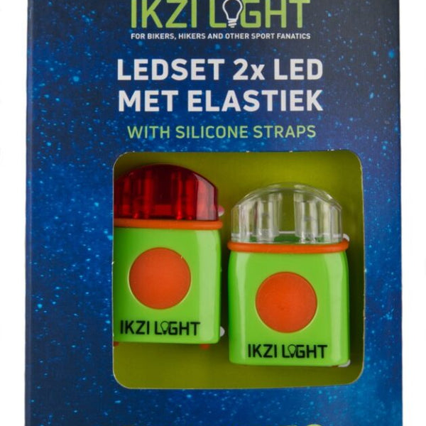 IKZI-Light LED set front + back elastic with "Stripties" green