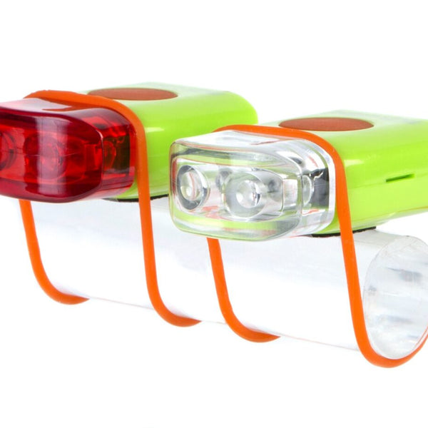 IKZI-Light LED set front + back elastic with "Stripties" green