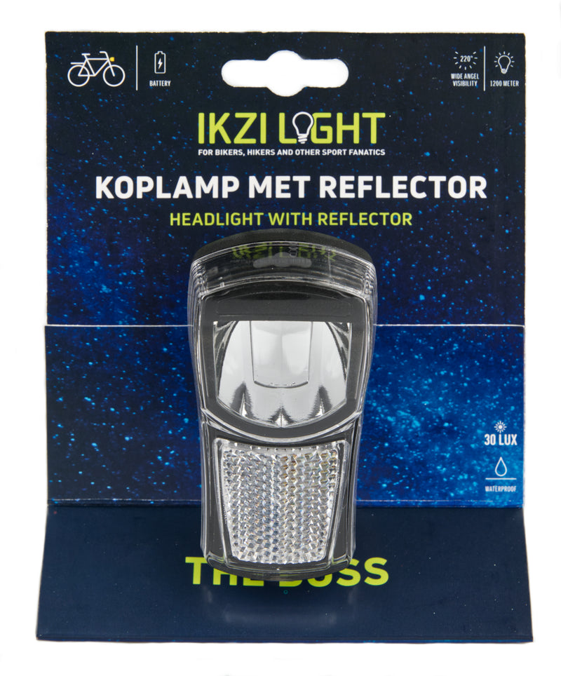 Load image into Gallery viewer, Ikzilight koplamp The Boss, 1 witte led 20LUX. incl bracket en batterijen (hangverpakking)
