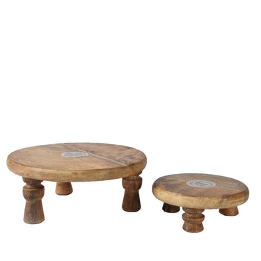 Decoris plateauset mangohout 2-delig ã˜25cmh8cm
