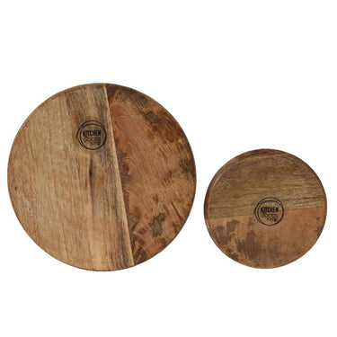 Decoris plateauset mangohout 2-delig ã˜25cmh8cm