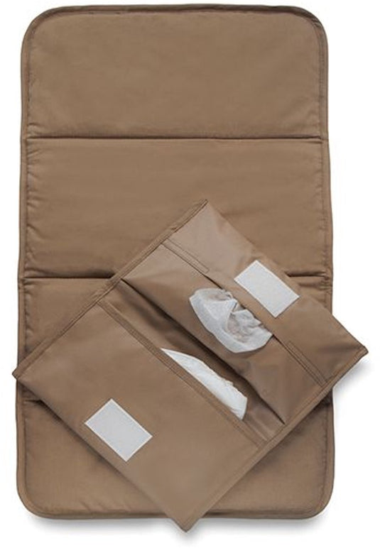Kipkep verschonings-set - coffee - bruin - verschoonmatje incl. luier-etuitje - wasbaar - waterafstotende zijde - napper