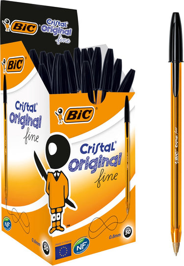 Bic balpen cristal fijn 0,3-0,5mm zwart luchtdoorlatende dop