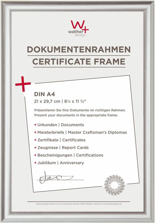 Walther trendstyle - kunststof lijst - fotoformaat 21x29.7 cm (din a4) - zilver