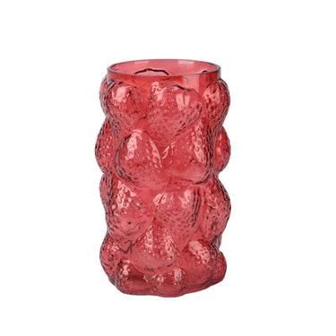 Decoris vaas glas ã˜15x23cm rood aardbei