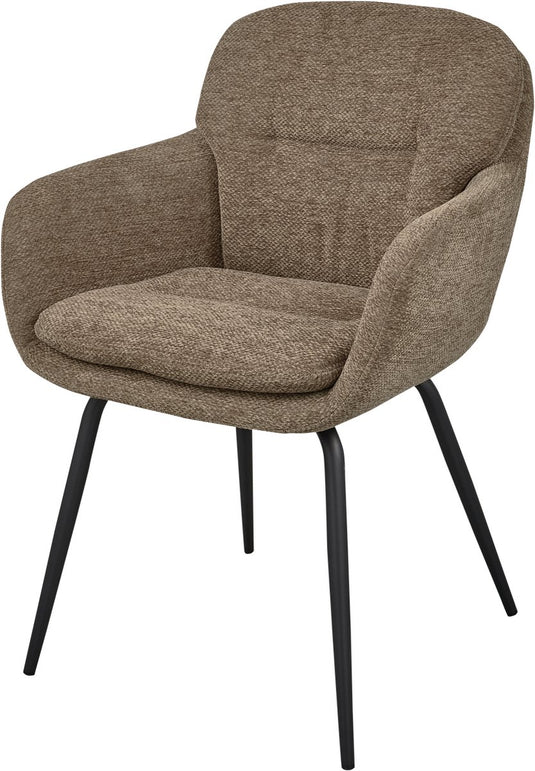 Woood runa eetkamerstoel - chenille stof - donker zand - 82x57x59 cm