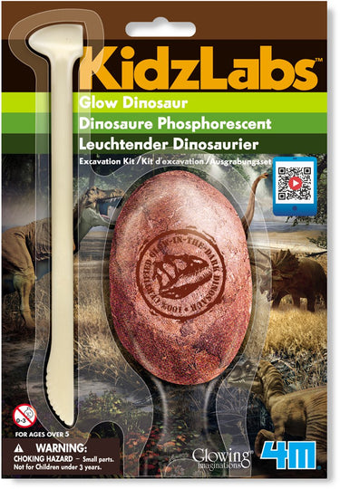 4m opgraafkit glow in the dark - dino - wetenschap en spel - 1 stuk - 6 variëteiten - kidzlabs - 5+