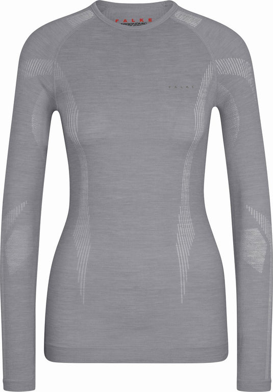 Falke wool-tech longsleeve sneldrogend wol functioneel functioneel shirt met lange mouwen dames grijs - maat xl