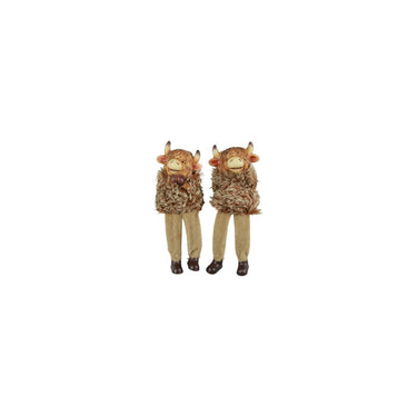 Country field countryfield beeld schotse hooglander met bungelbenen temmi bruin polystone 7x6x24cm 2 assorti