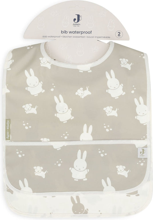 Jollein x nijntje slab waterproof miffy snuffy - olive green - 2 stuks