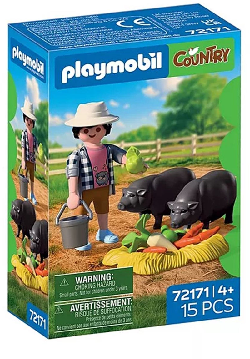 Load image into Gallery viewer, Playmobil country boerderij speelgoed boer met hangbuikzwijn 72171.
