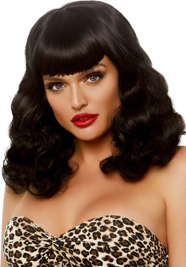 Leg avenue retro bang curly bob wig