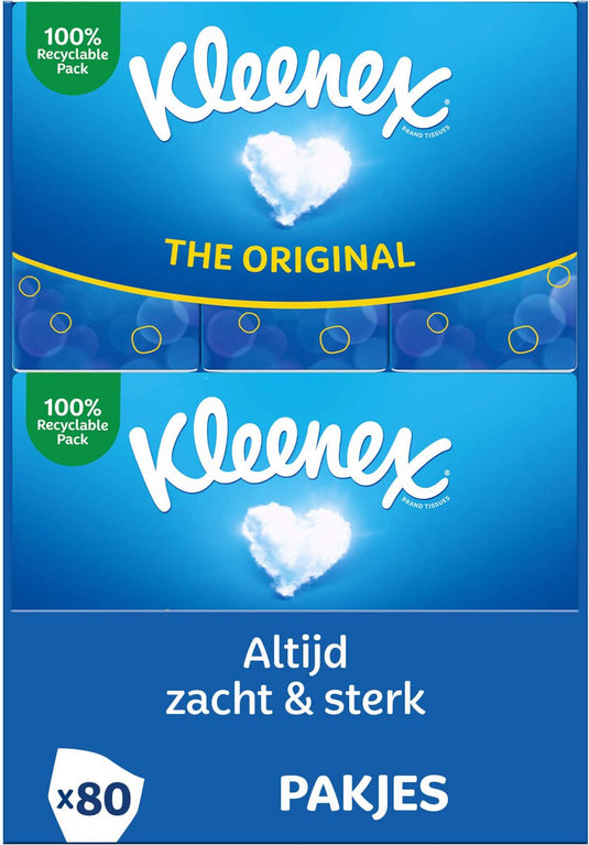 Kleenex zakdoekjes - original - voordeelbox - 8 pakjes x 10 stuks - 80 zakdoekjes