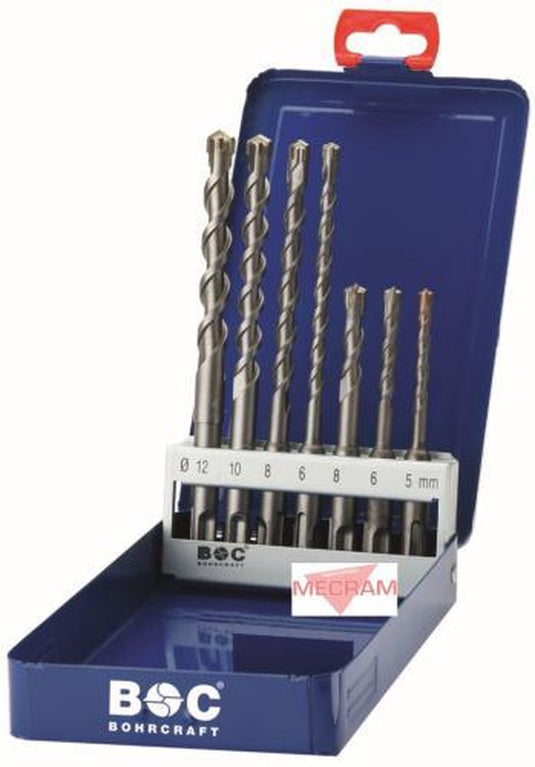 Bohrcraft hamerborenset 4-x sds-plus met 4 hm snijkanten 7-delig