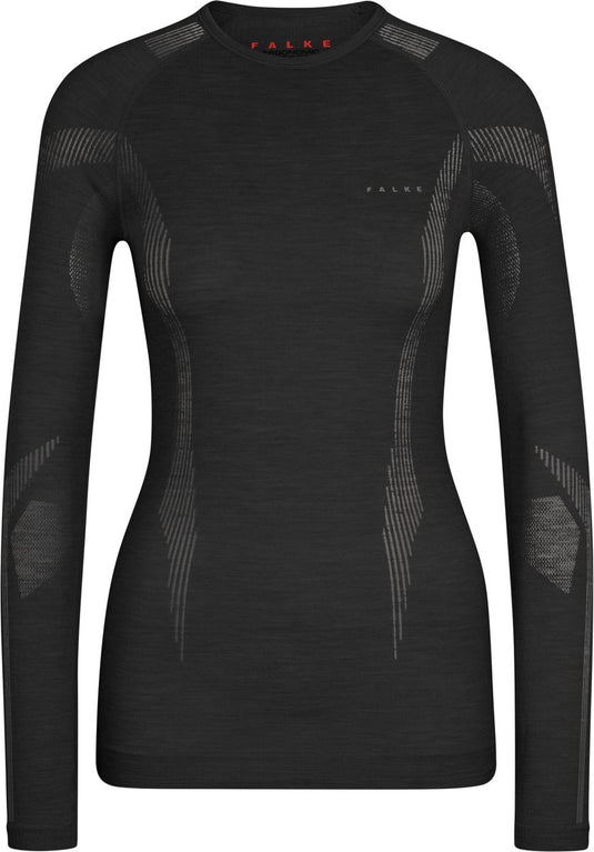 Falke wool-tech longsleeve sneldrogend wol functioneel functioneel shirt met lange mouwen dames zwart - maat l