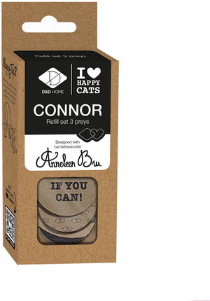 D d home i love happy cats navulset connor - kartonnen prooien voor kattenhengel - 3 stuks - naturel beige one size