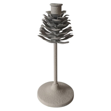 Mansion atmosphere kandelaar pinecone op voet wit 9,5x9,5x22,5cm
