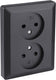 Q-link dubbel stopcontact - wandcontactdoos - inbouw contactdoos met shutter - zwart