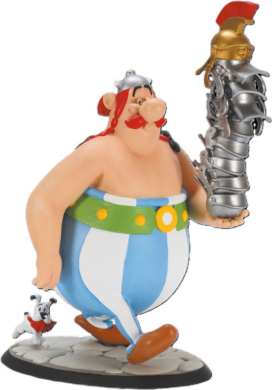 Plastoy asterix statue obelix stack of helmets and dogmatix 21 cm beeld