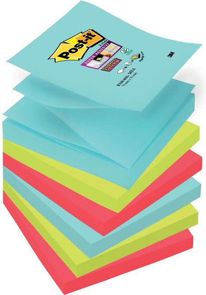 Post-it® super sticky z-notes - kleurenset miami - 2x aquawave, 2x neon groen, 2x poppy