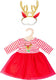 Heless kerstjurk met haarband rendier, maat 28-35 cm