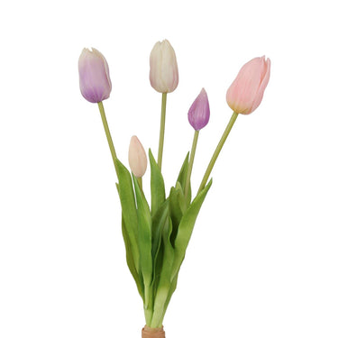 Roberts collection kunstboeket lisa tulpen mix paars 40cm bundel met 5 tulpen