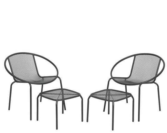 Decoris vigo balkonset antraciet stoelen + voetenbank