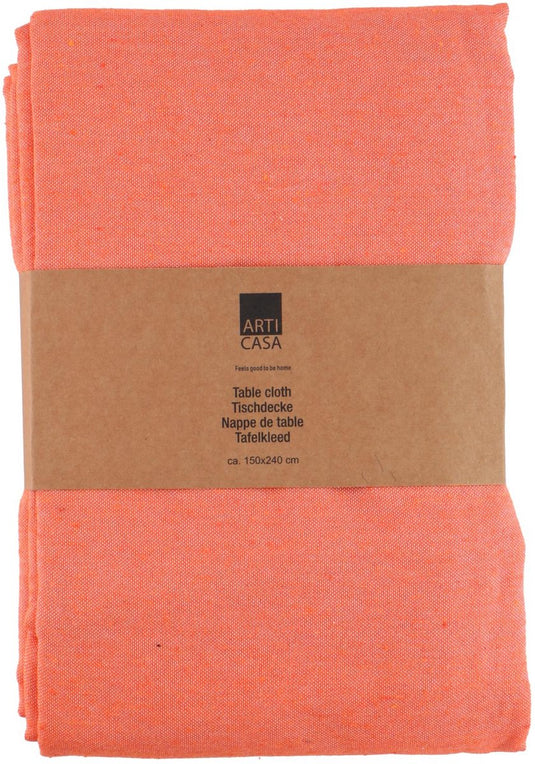Arti casa tafelkleed 150x240 cm - tafelkleed oranje - tafelkleed materiaal mix polyester katoen - tafelkleed voor eettafel - effen design