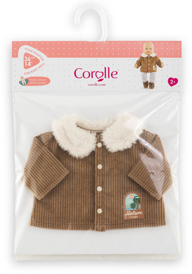 Corolle poppenjasje velours kleine ontdekker 36cm bruin fleece natuurprint.