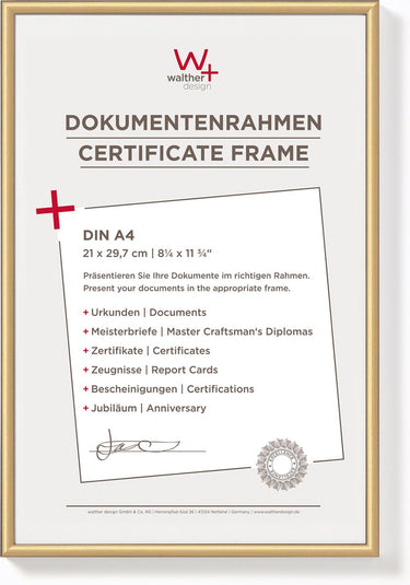 Walther new lifestyle - kunststof lijst - fotoformaat 21x29,7 cm (din a4) - goud