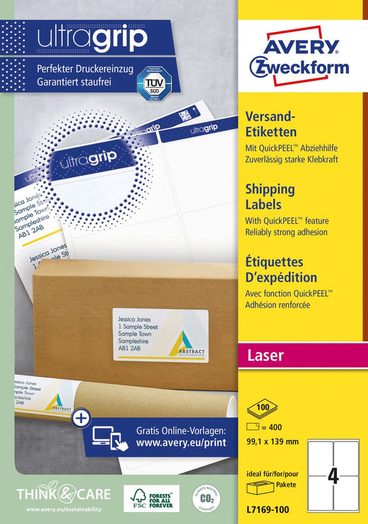 Avery huismerk l7169-100 laserprinter etiket 99,1x139mm