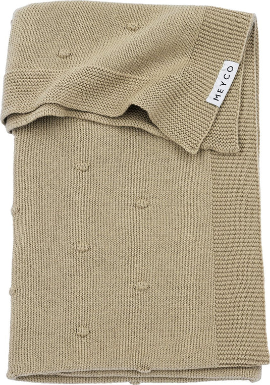 Meyco baby mini knots wiegdeken - sand - 75x100cm - 1.0 tog