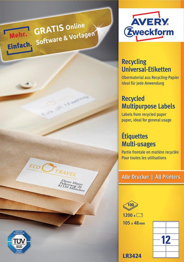 Avery huismerk lr3424 universele etiket 105x48 recy