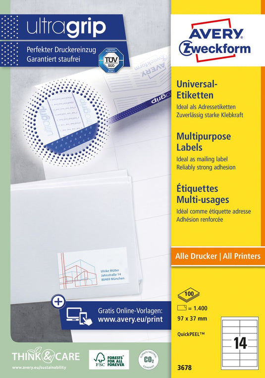Merkloos sans marque huismerk avery 3678 universele etiket 97x37mm