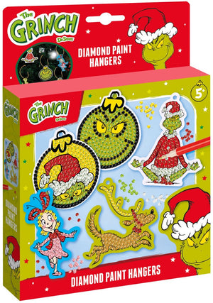 Totum the grinch - 5 diamond painting hangers maken - speelgoed jongens en meisjes vanaf 5 jaar - knutselset home deco