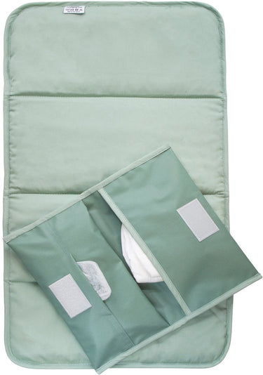 Kipkep napper verzorgingset baby- wasbaar verschoonmatje en luier-etui - waterproof - pale green, groen - duurzaam
