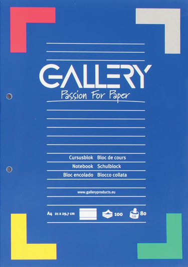 Gallery - cursusblok - a4 - 80 g m² - 2-gaatsperforatie - lijn - 100 vel