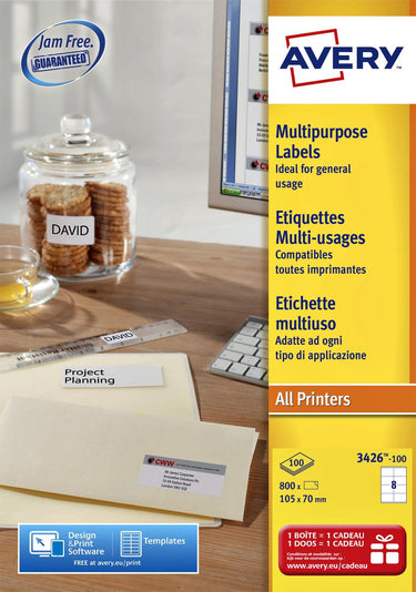 Merkloos sans marque herkleefbare etiketten avery l4745-25 wit