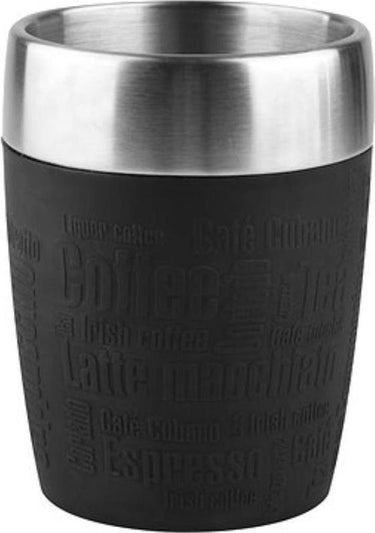 Tefal travel cup thermofles - 200ml - rvs - zwart - dubbelwandig - voor warme en koude dranken