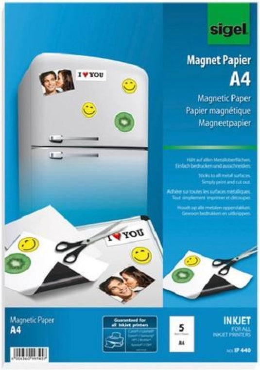 Sigel magneetpapier a4 wit 5 vel inkjet