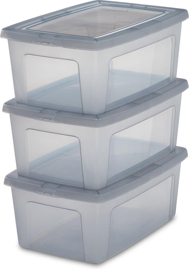Iris clearbox opbergbox - 11l - kunststof - grijs - set van 3