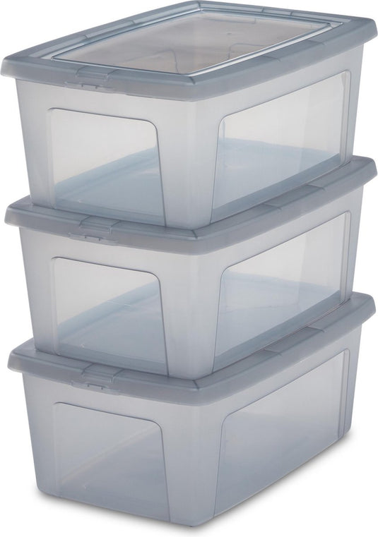 Iris clearbox opbergbox - 11l - kunststof - grijs - set van 3