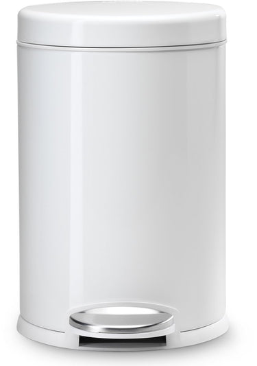 Simplehuman prullenbak rond 4,5 l - wit - rvs