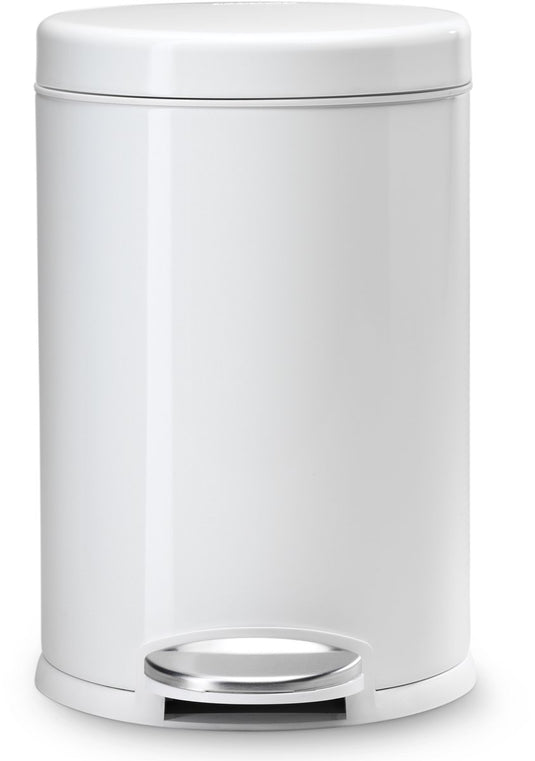 Simplehuman prullenbak rond 4,5 l - wit - rvs