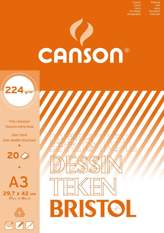 Canson tekenblok bristol formaat 297 x 42 cm (a3)